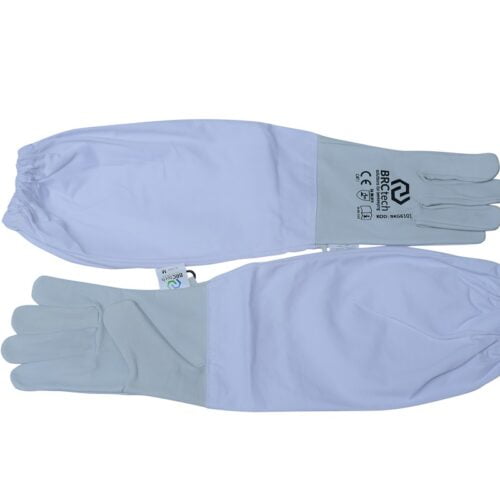 Rękawice skórzane z płótnem długie