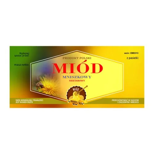 Etykieta na miód mniszkowy – różne wzory