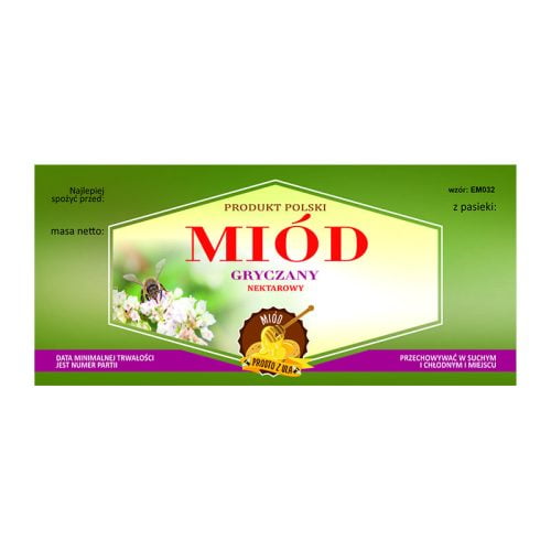 Etykieta na miód gryczany – różne wzory