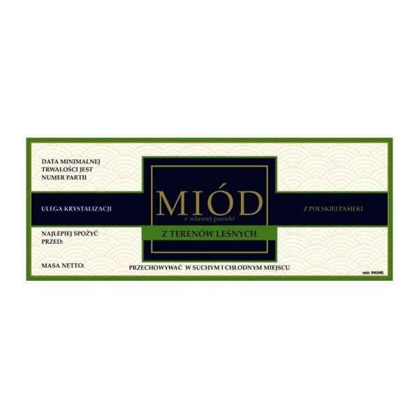 Etykieta na miód z terenów leśnych – różne wzory